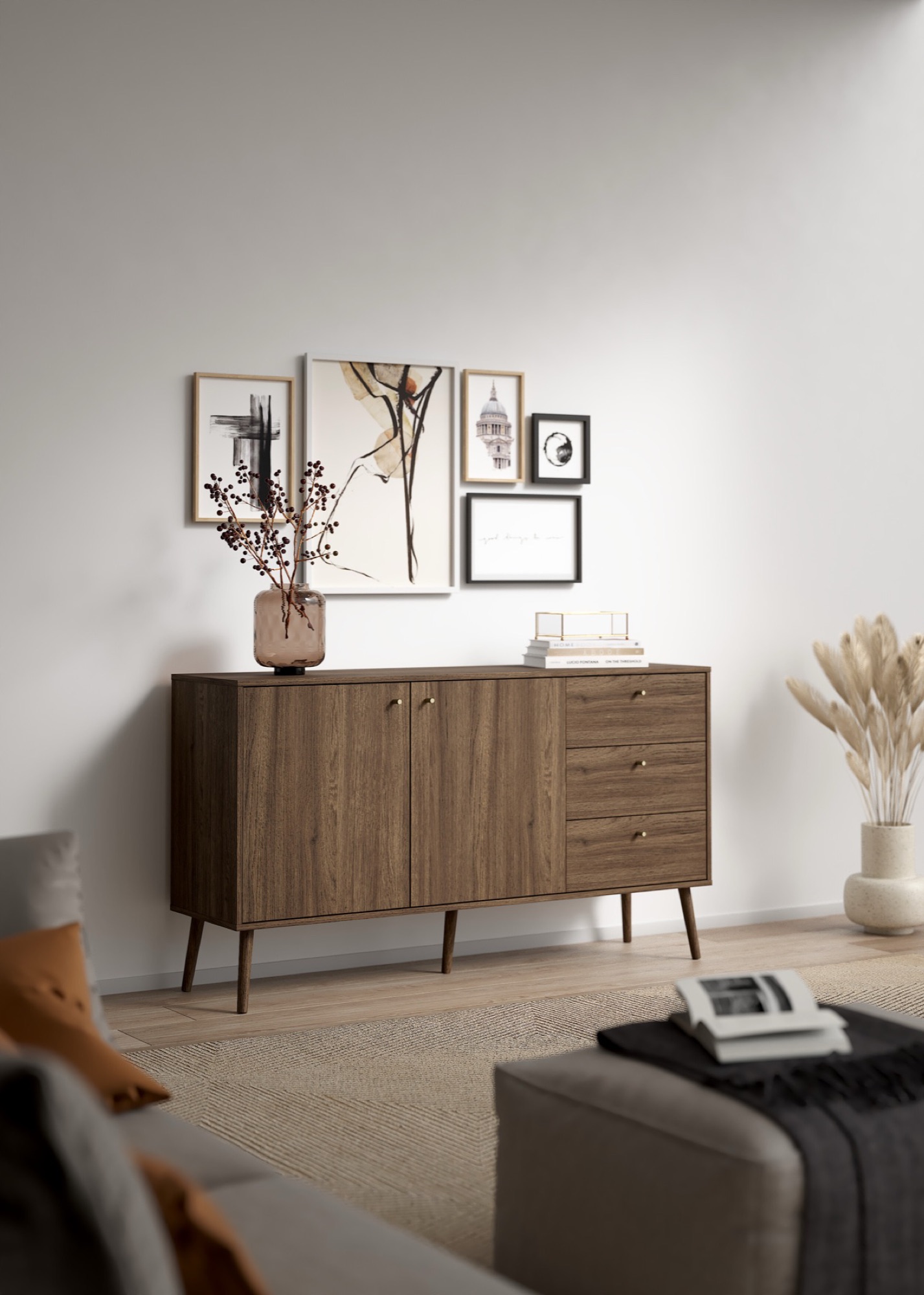 Tvilum sideboard in a styled Danish living-room setting