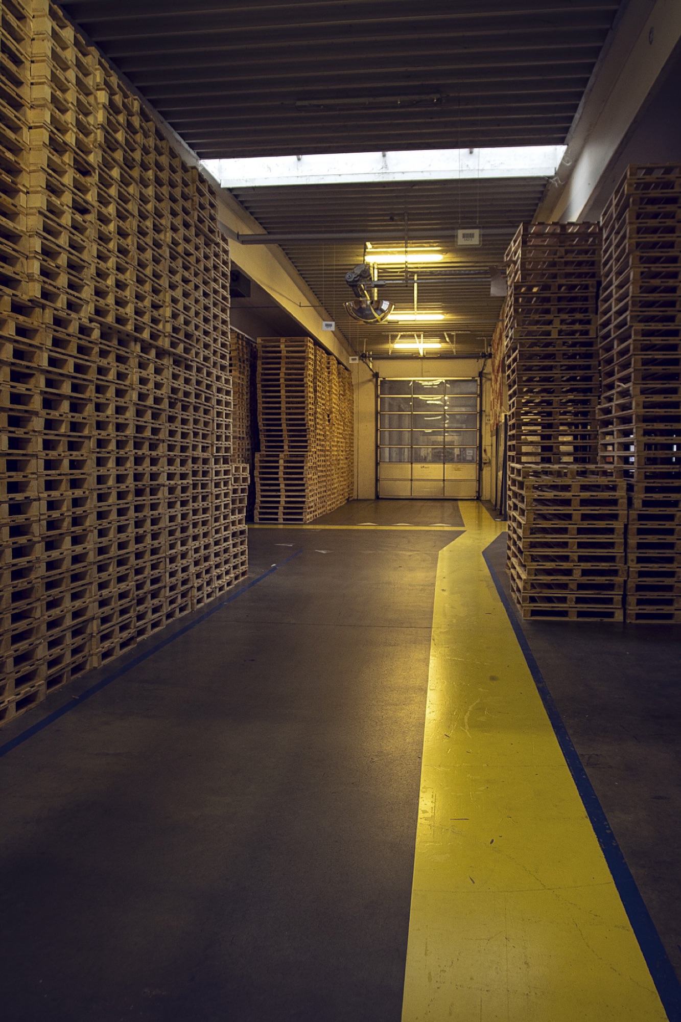 Palletised finished goods staged for shipment at the Tvilum logistics centre