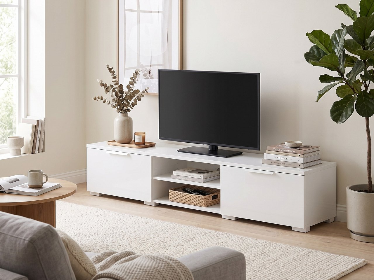 Match TV Stand styled in a living room